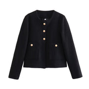 Solid Color Texture Casual Classic Style Jacket Women