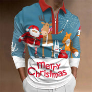 Men's Santa Claus Graphic Digital Printing Long-sleeve Zipper