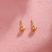 Copper-plated Gold Frosted Glossy Round Mini Ear Studs