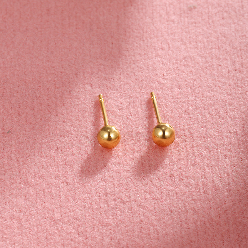 Copper-plated Gold Frosted Glossy Round Mini Ear Studs