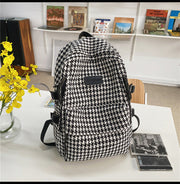 Original Knitted Houndstooth Simple Versatile Large Capacity Backpack