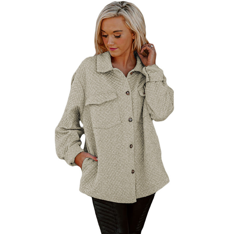 Retro Loose Slim Fit Plaid Long-sleeved Coat For Women