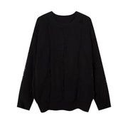 Idle Style Solid Color Cat Beard Stitching Loose Sweater