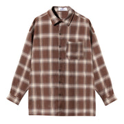 American Style Plaid Shirt Patch Pocket Lapel
