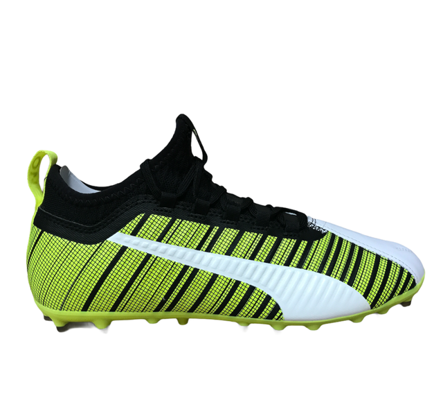 Puma One 5.3 MG 105646-02 Uomo Bianco-Nero-Giallo - Scarpe Calcio