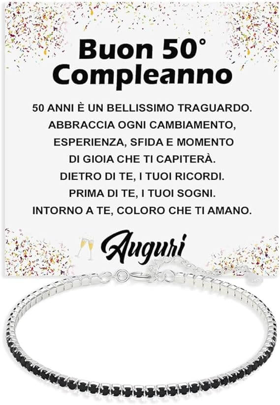 Bracciale Tennis Nero Compleanno - 50 anni