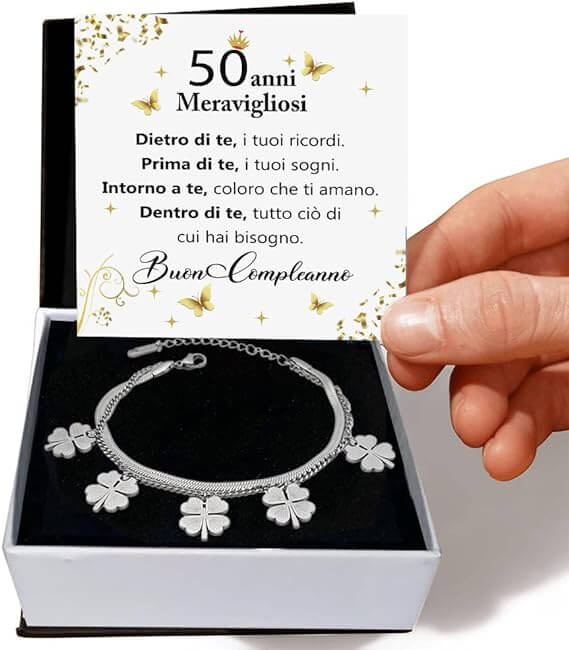 Bracciale Quadrifoglio Compleanno -  50 anni.