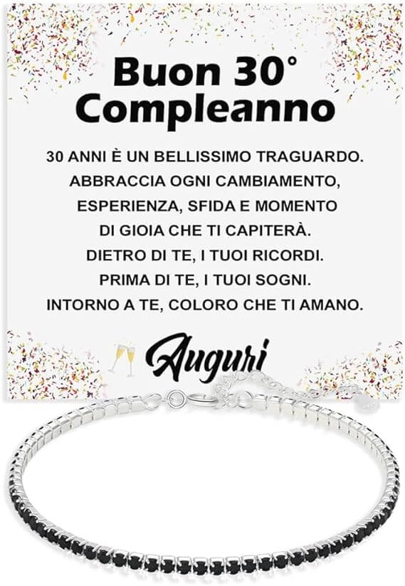 Bracciale Tennis Nero Compleanno - 30 anni