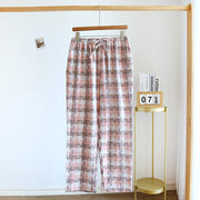 Women's Fashion Casual Cotton Plaid Gauze Trousers
