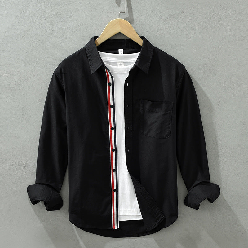 Men's Casual Woven Oxford Long-sleeved Shirt