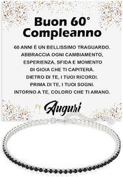 Bracciale Tennis Nero Compleanno - 60 anni