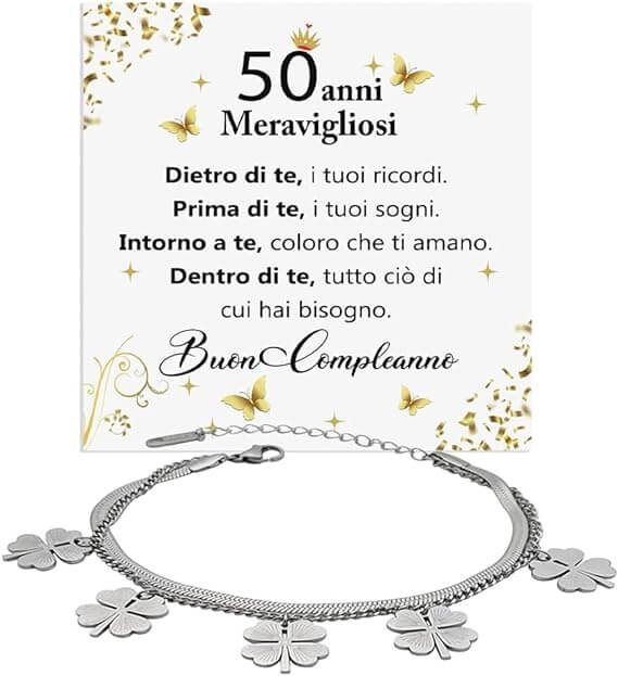 Bracciale Quadrifoglio Compleanno -  50 anni.