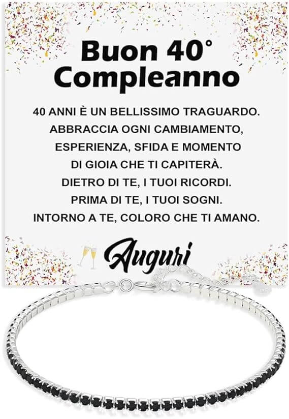 Bracciale Tennis Nero  Compleanno - 40 anni