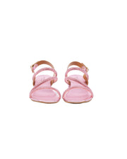 SANDALI ROSA LAMINATO CON STRASS