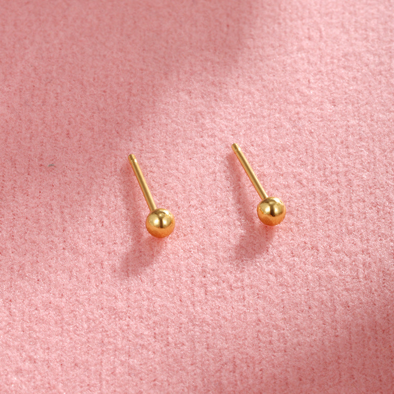Copper-plated Gold Frosted Glossy Round Mini Ear Studs