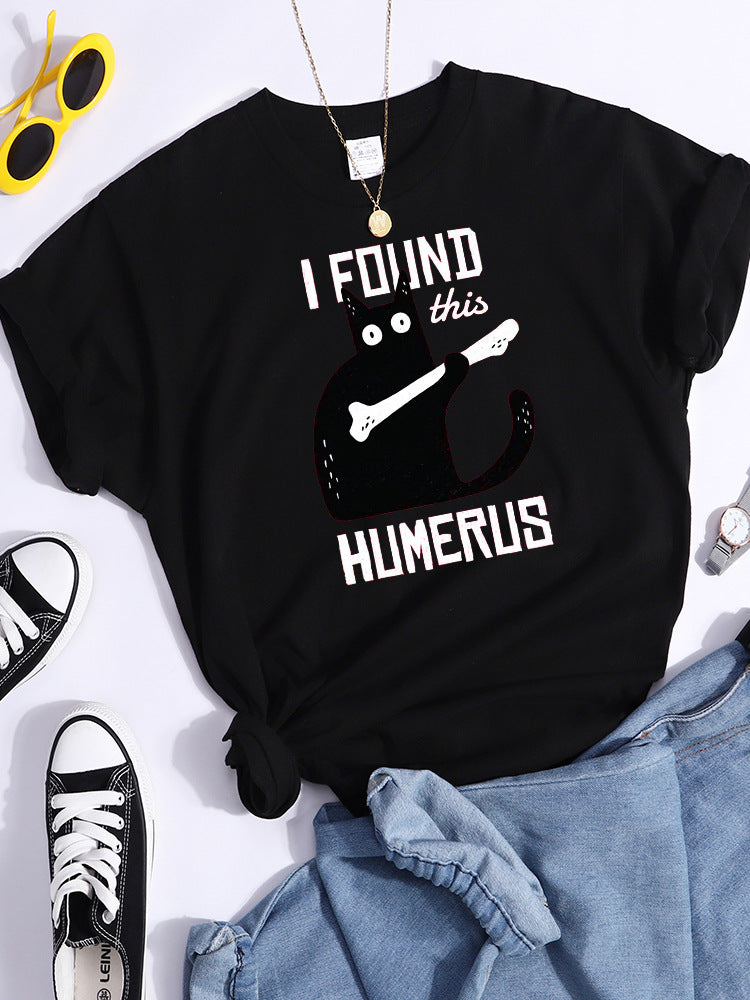 Pattern T-shirt Fashionable Printed Fashion Loose T-shirt Cat
