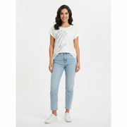 Bomboogie T-shirt da donna in cotone con scollo  giro TW9519JIN6 01 panna