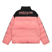 Men's Color Contrast Patchwork Stand Collar Bread Cotton-padded Jacket