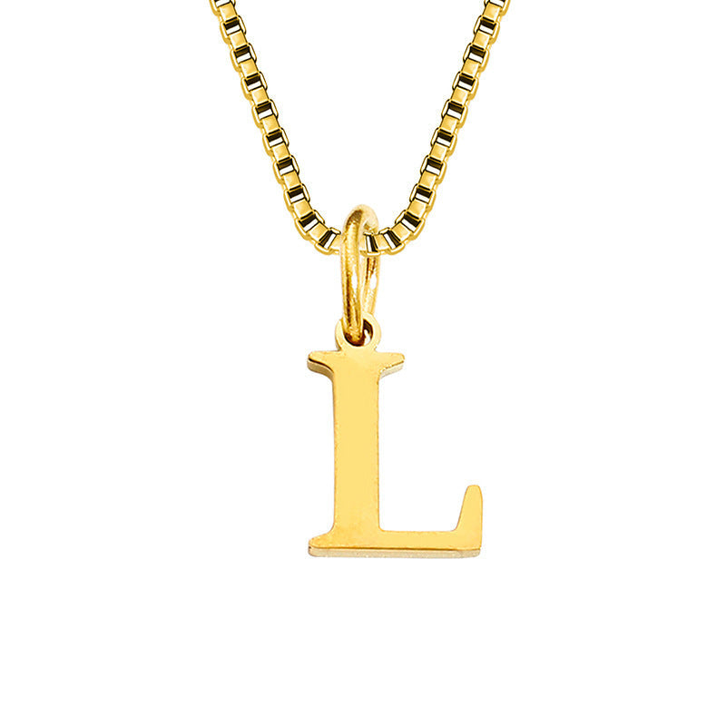 26 English Letter Necklace Titanium Steel Women's