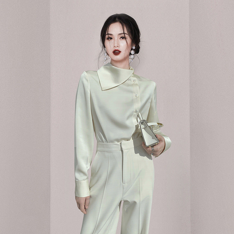 Satin Chic Shirt Women's Japanese French Style