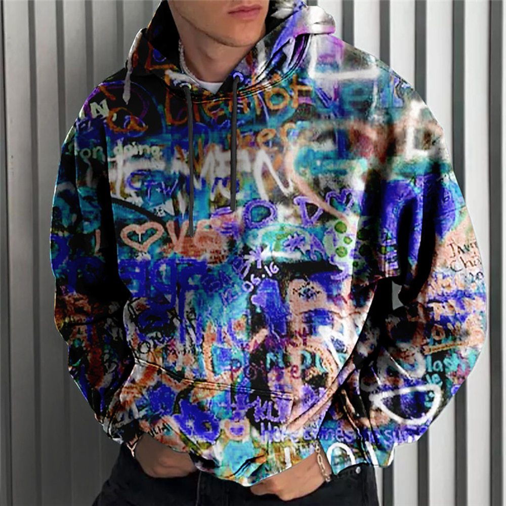 Men's Pullover Hooded Sweatshirt Letter Pattern