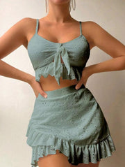 Women's Split Hip Skirt Swimsuit Three-piece Bikini