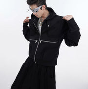 Deconstruct 3D Do Old Short Padded Shoulder Hoodie Red Tracksuit Jacket