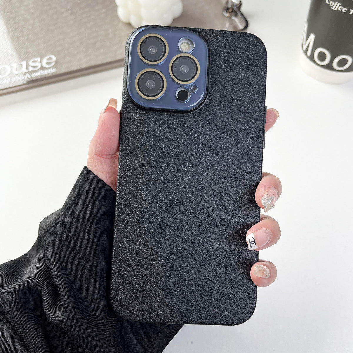 Solid Color Lychee Pattern Phone Case