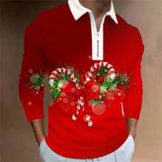 Men's Santa Claus Graphic Digital Printing Long-sleeve Zipper