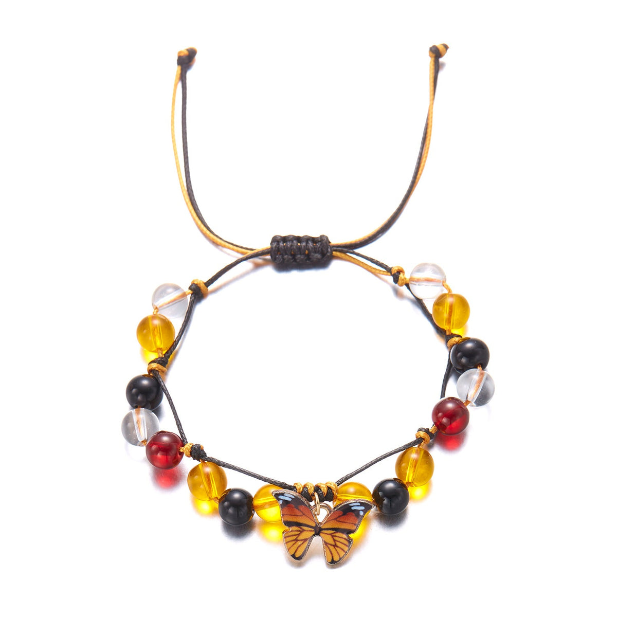 Butterfly Bracelet Colored Stone Beaded Women's