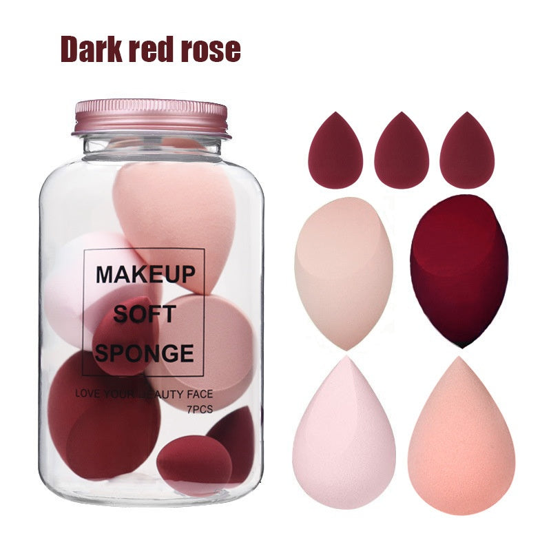 Foreign Trade Makeup Puff 7 PCs Canned Cosmetic Egg Suit Drift Bottle Makeup Sponge Soaking Water Bigger Mini