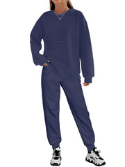 Women's Patchwork Long Sleeved Fashionable Casual Set