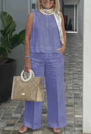 Women's Top Wide Leg Pants Two-piece Set