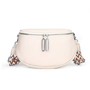 New Double Zipper Leather Messenger Bag