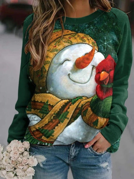 3D Printed Loose Round Neck Fashion Women's Sweater