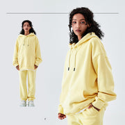 Solid Color Fleece-lined G Thick Hooded Sweater