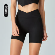 Rib Yoga Shorts For Women Peach Hip Raise