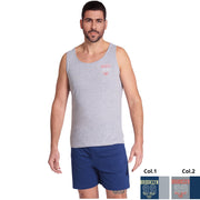Vanue' - Pigiama Uomo In Cotone Jersey Spalla Larga Vogatore Con Pantaloncino Corto Art. Vs0271