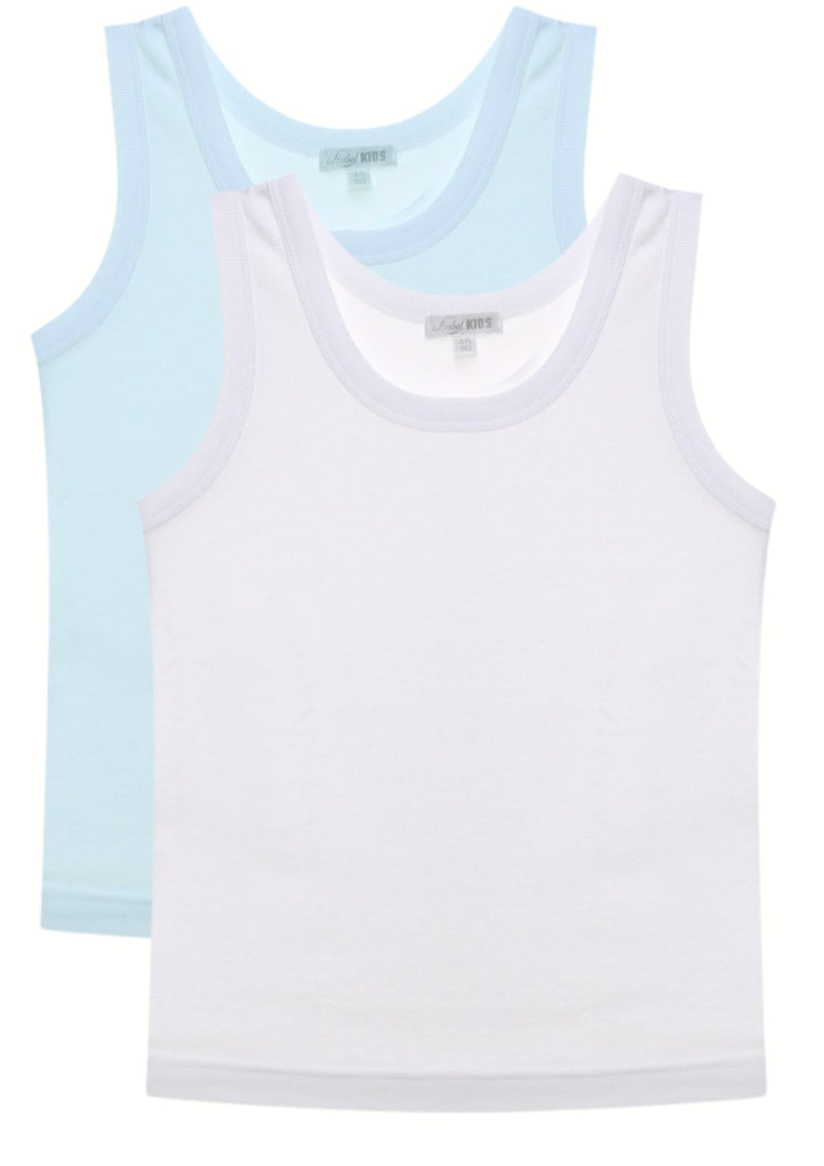 2 Canotte Bimbo In Cotone 1 Bianca 1 Celeste Art.y9648-d223