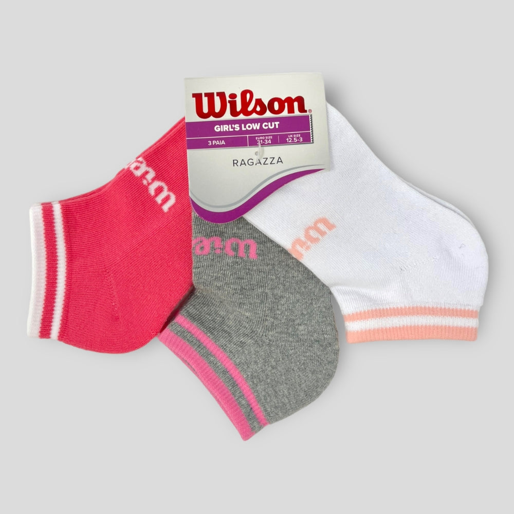 Wilson 3 Paia Fantasmino Bambina In Spugna 100% Cotone - Traspirante  3 Varianti  Art. Zg01
