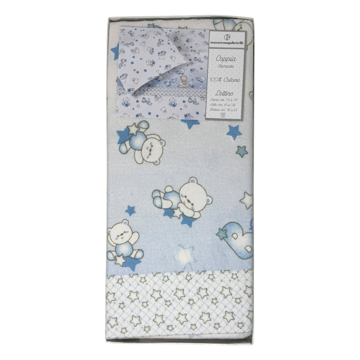 -nazareno Gabrielli-  Completo Lenzuola In Flanella 100%cotone Per Lettino 120x180 Stampata  Art. Ng396