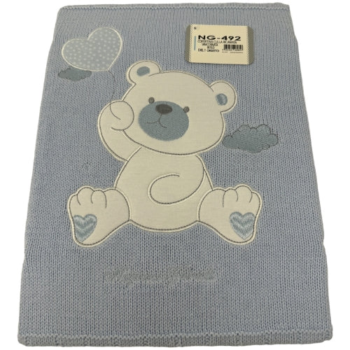 -nazareno Gabrielli Baby- Copertina Culla Ricamo Orsetto In Filo Di Puro Cotone  Art. Ng492-1