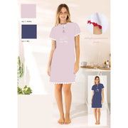Irge Estate Camicia Da Notte Mezza Manica 3 Bottoni In Puro Cotone Stampata Mic2340