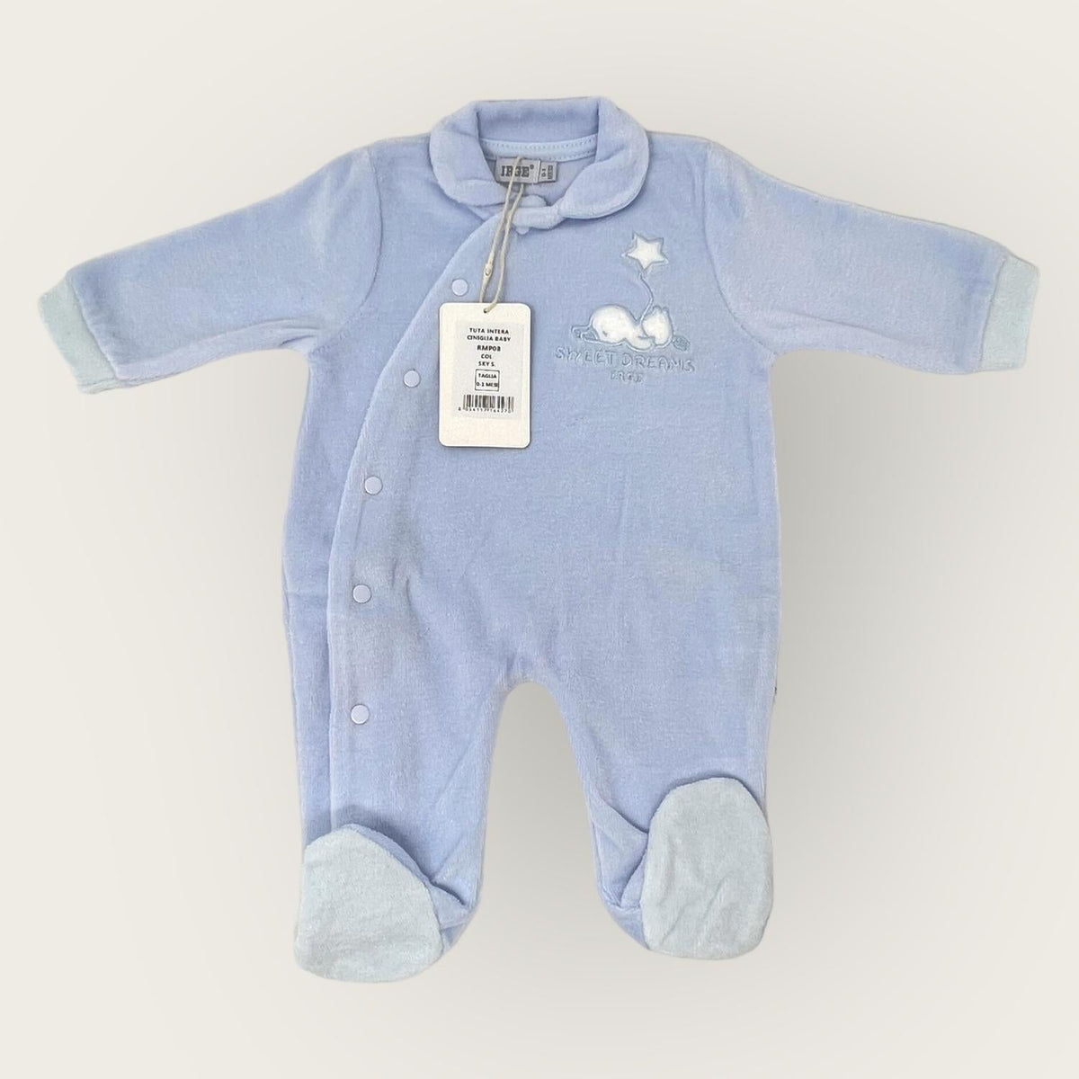 Irge Baby Tutina Baby Maschietto In Morbida Ciniglia -di Cotone- Ricamata  Art. Rmp08
