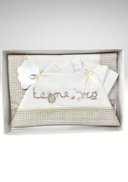 Irge Completo Lenzuolini Per Lettino Grande In Puro Cotone Ricamato 120x180 Art. Bicl02