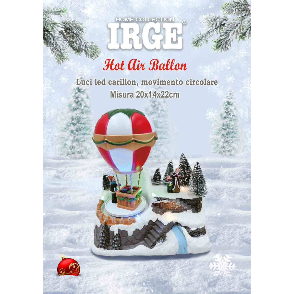 Irge Natale - Hot-hair Balloon Carillon Con Luci Led E Movimento Circolare  Art. Irn152