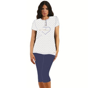 Y&m - Pigiama Donna Pescatore Mezza Manica Stampato In Puro Cotone  Art. Y&m339