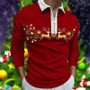 Men's Santa Claus Graphic Digital Printing Long-sleeve Zipper