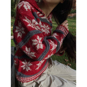 Red Hooded Sweater Winter Women's