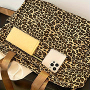 Leopard Print Canvas Versatile Single Shoulder Crossbody Handbag With Adjustable Strap, Multiple Pockets, Perfect For Casual Outdoor